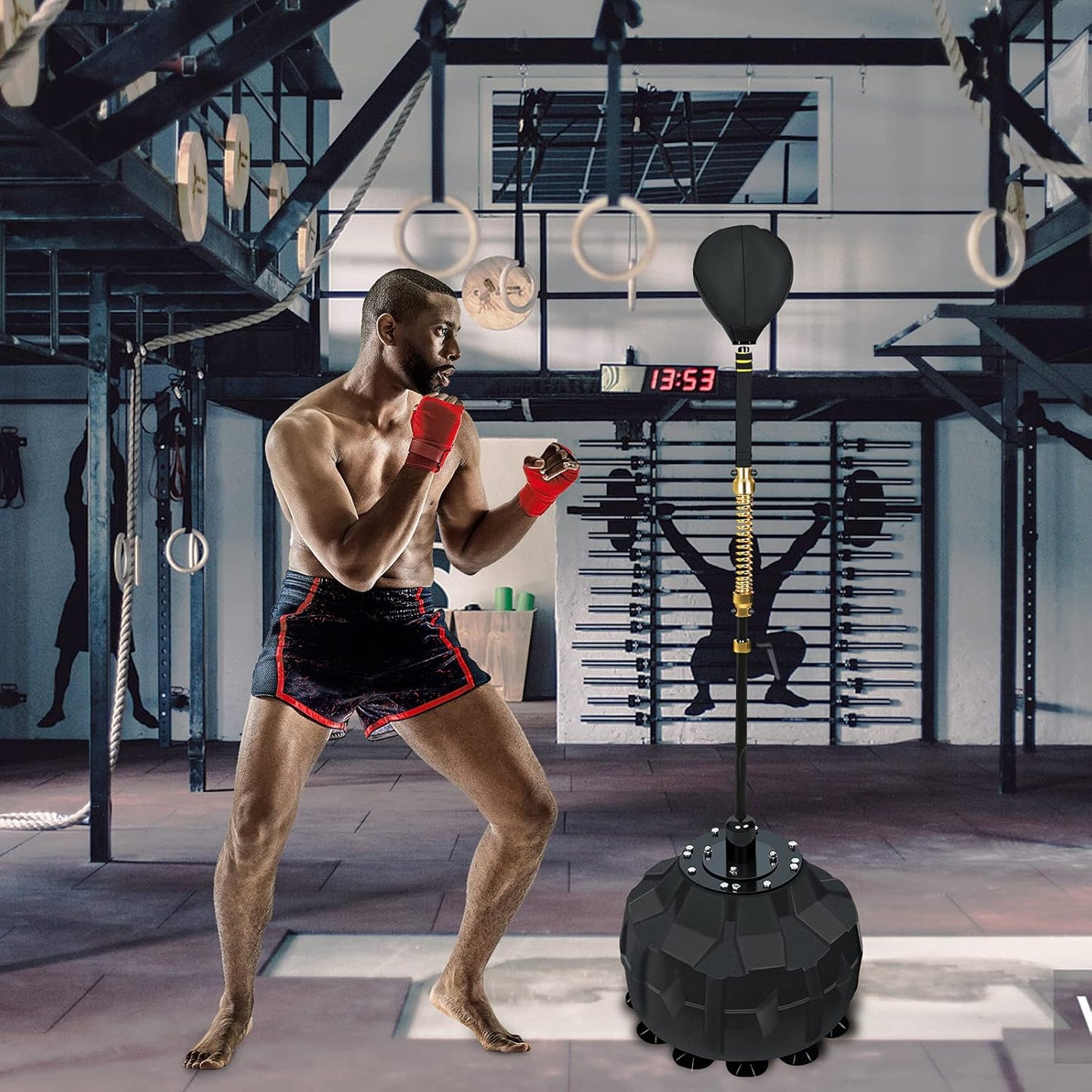Boxing Fast Respond Speed Bar Heavy Duty Punching Equipment Adjustable Height from 57"~74.8" Boxing Skills Training Free Standing
