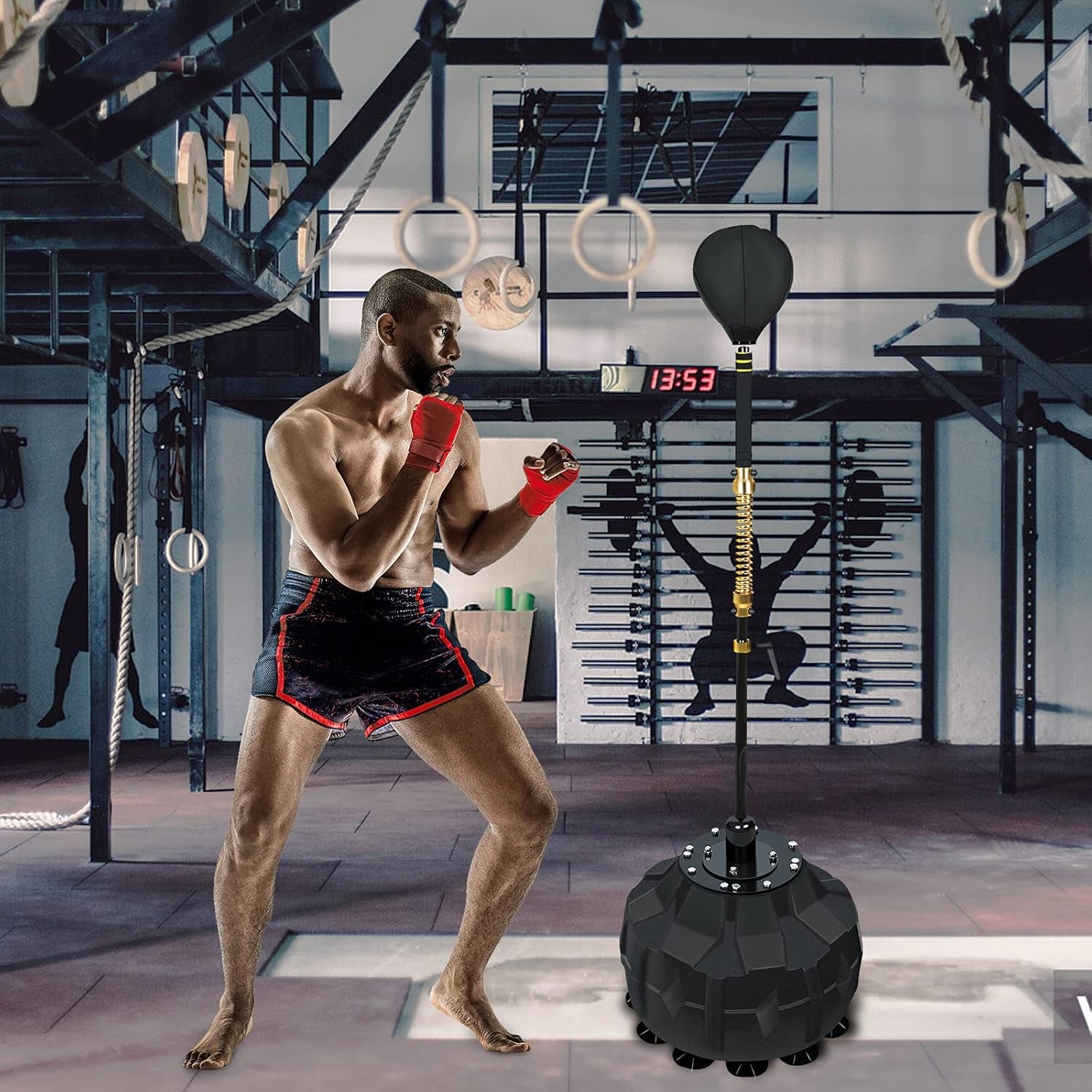 Boxing Fast Respond Speed Bar Heavy Duty Punching Equipment Adjustable Height from 57"~74.8" Boxing Skills Training Free Standing
