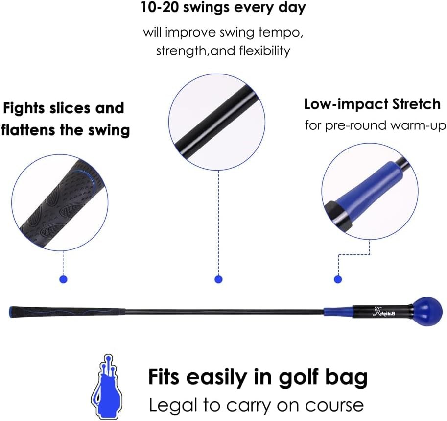 Golf Training Aid Stick,Golf Swing Tempo Trainer,Golf Trainer Accessories,Golf Warm up Stick for Strength & Balance,Tempo & Flexibility Training,Golf Gifts(48 Inch)
