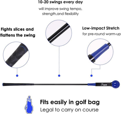 Golf Training Aid Stick,Golf Swing Tempo Trainer,Golf Trainer Accessories,Golf Warm up Stick for Strength & Balance,Tempo & Flexibility Training,Golf Gifts(48 Inch)