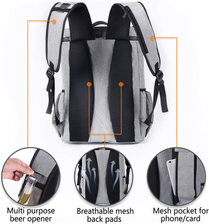 Insulated Cooler Backpack Lightweight Soft Cooler Bag Leakproof Backpack Cooler for Men Women to Lunch Work Picnic Beach Camping Hiking Park Day Trips, 30 Cans