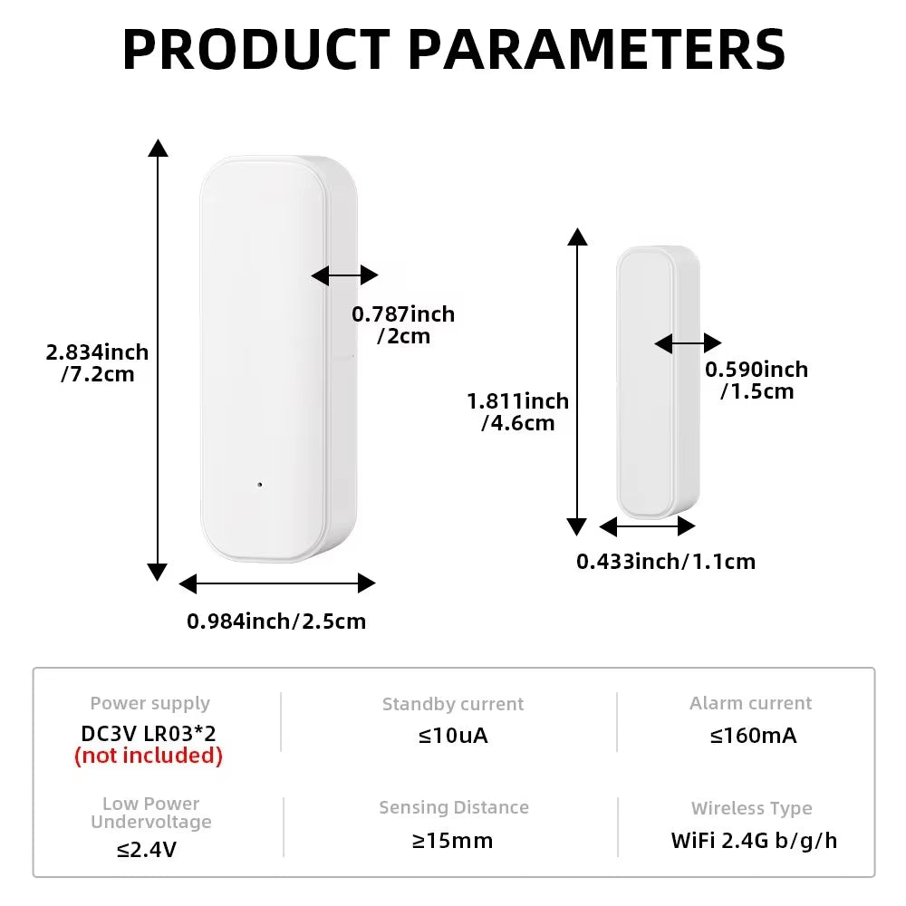 Tuya Wifi or Zigbee Window Door Sensor with Battery Smart Home Security Alarm System Voice Control via Alexa Google Home Smart