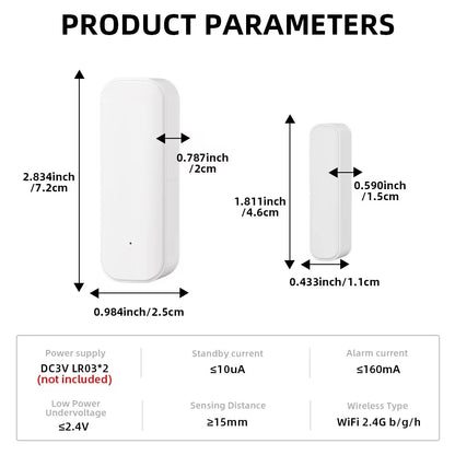 Tuya Wifi or Zigbee Window Door Sensor with Battery Smart Home Security Alarm System Voice Control via Alexa Google Home Smart
