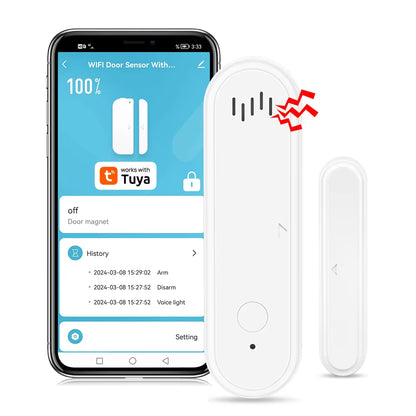 Tuya Wifi or Zigbee Window Door Sensor with Battery Smart Home Security Alarm System Voice Control via Alexa Google Home Smart